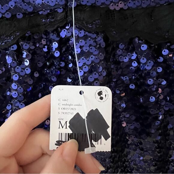 Free People Right Rhythm Sequin Cropped Tank Top in Midnight Blue - Picture 7 of 7
